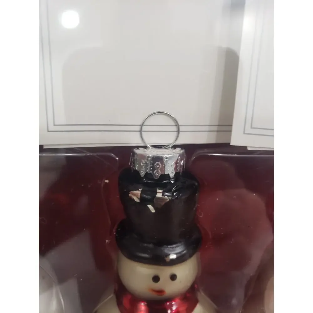 Christmas Snowmen Place Card Holders Pier 1‎ Imports Glass Ornaments Table Top